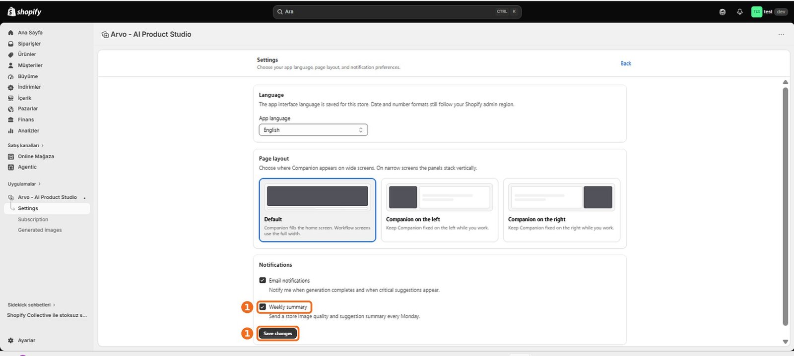 How do I enable or disable weekly summaries?  – screenshot