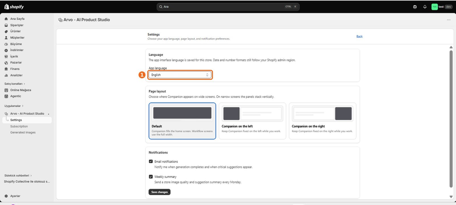 How do I change the application language?  – screenshot
