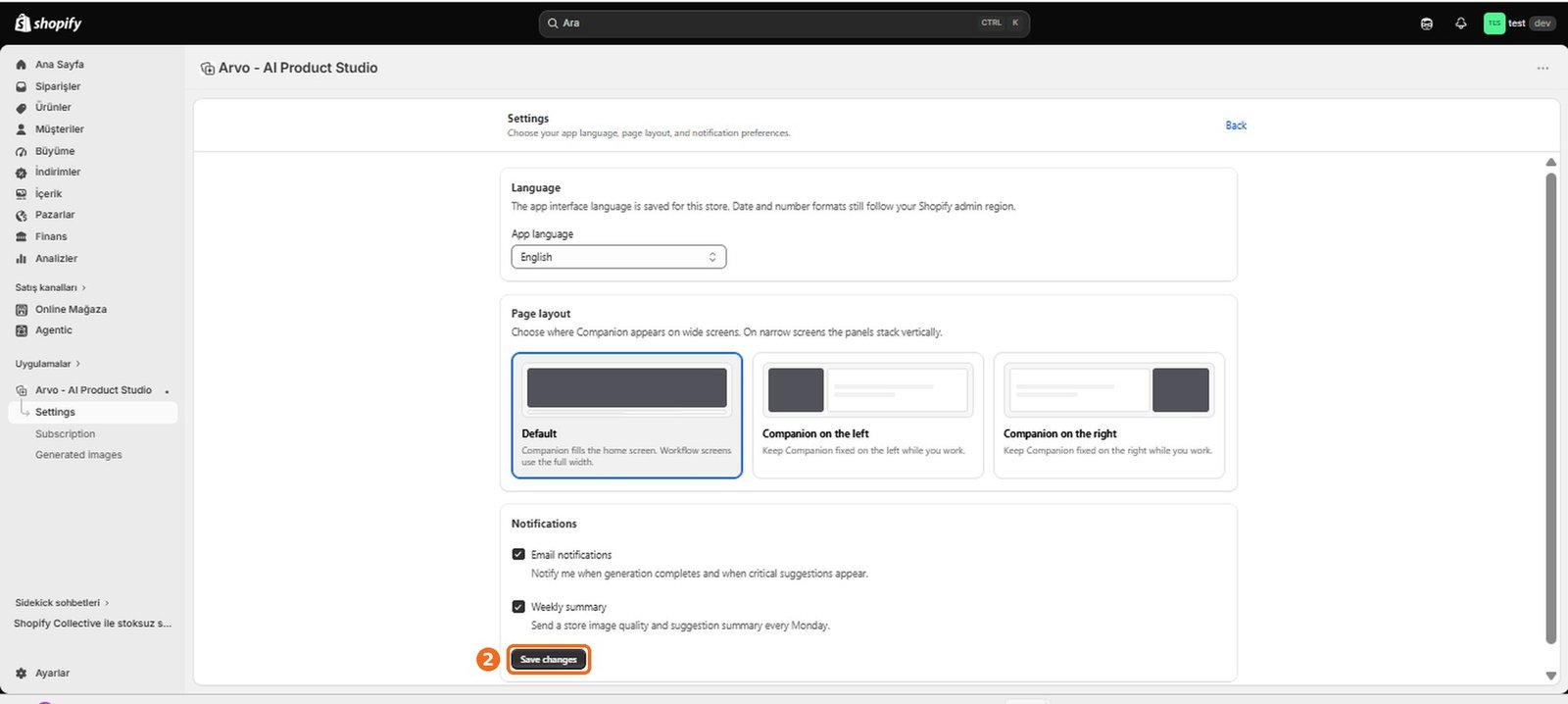 How do I change the application language?  – screenshot