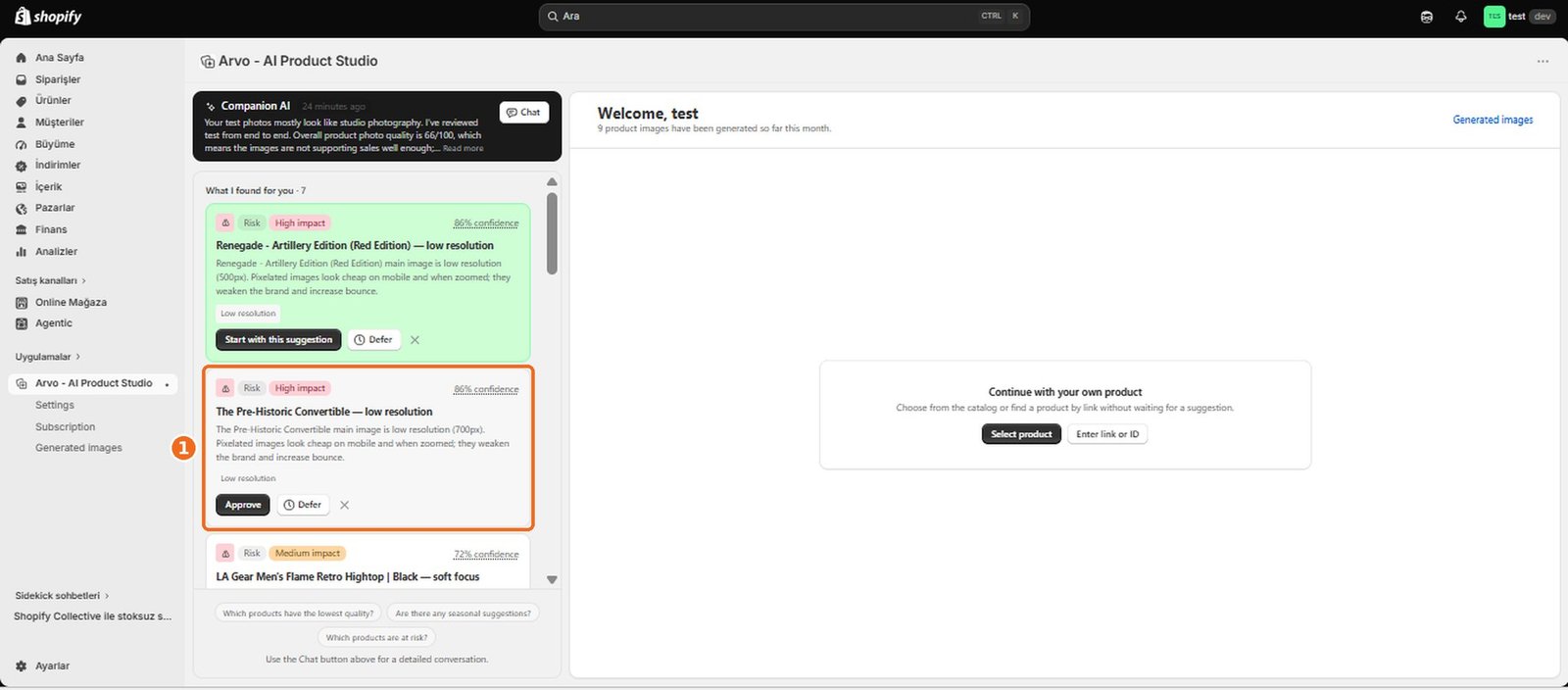 How do I approve a Companion AI recommendation?  – screenshot