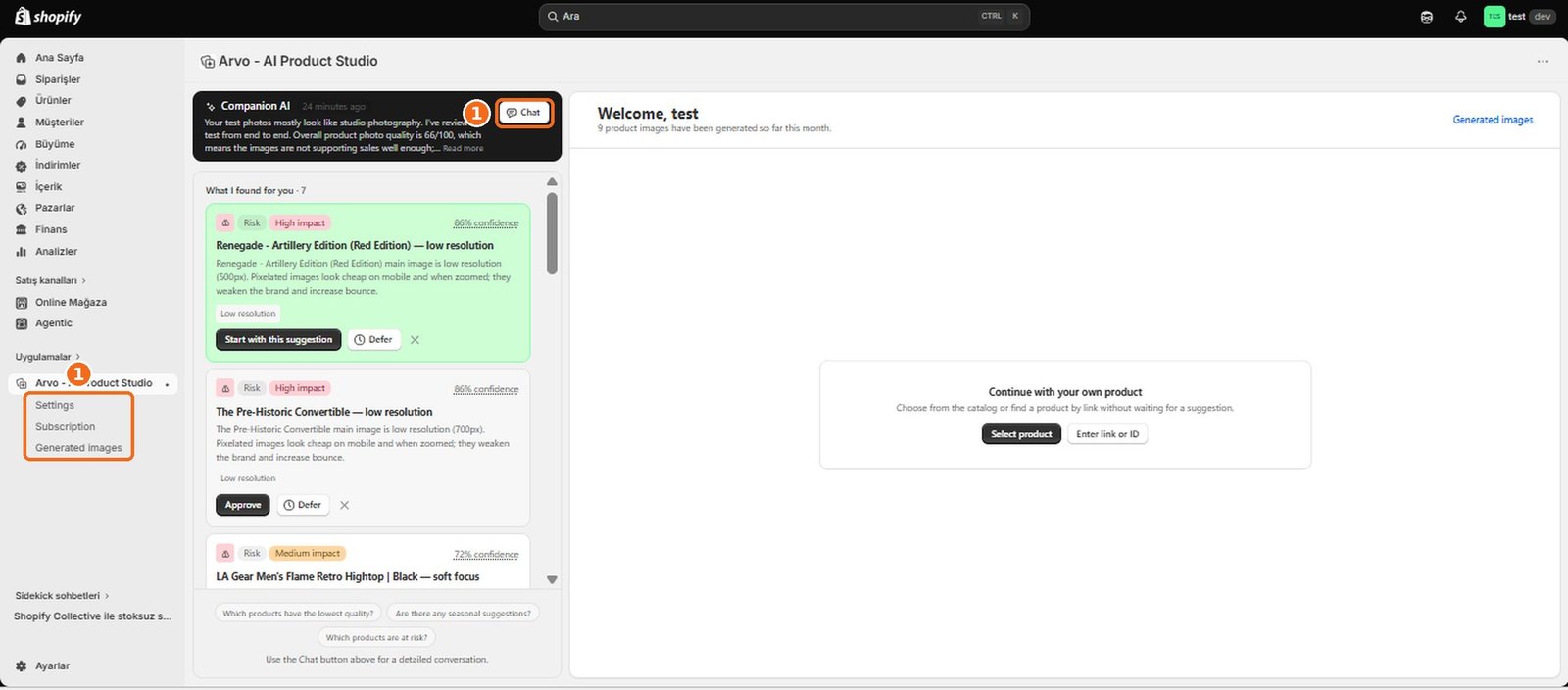 How do I navigate the Arvo AI workspace?  – screenshot