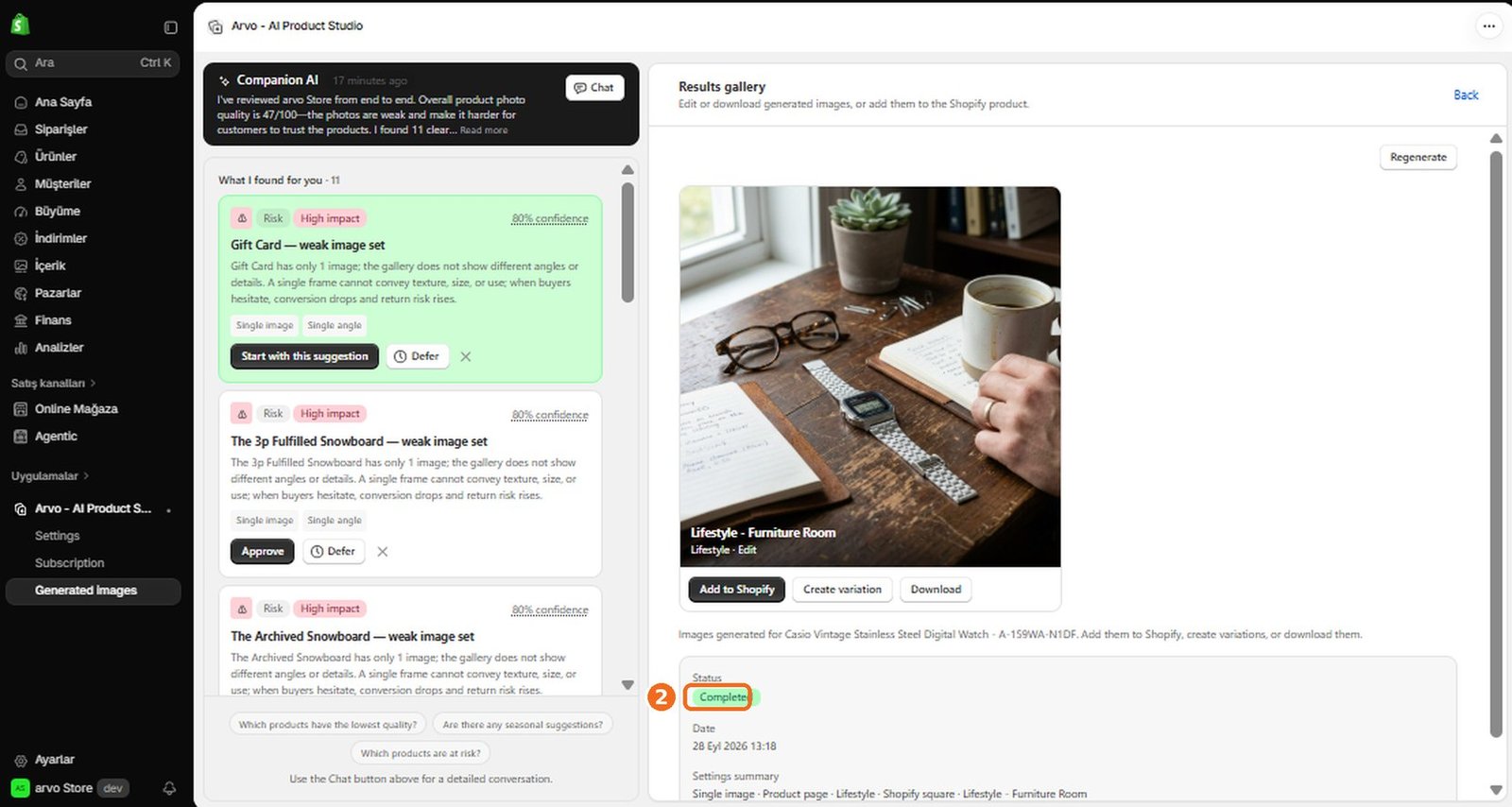 How do I check the status of an image generation?  – screenshot