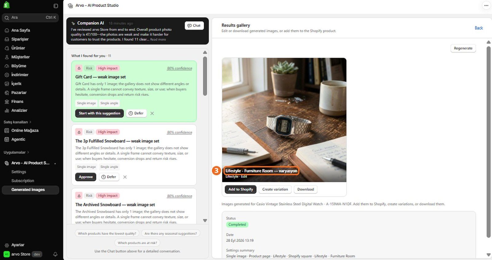 How do I create a variation of a generated image?  – screenshot