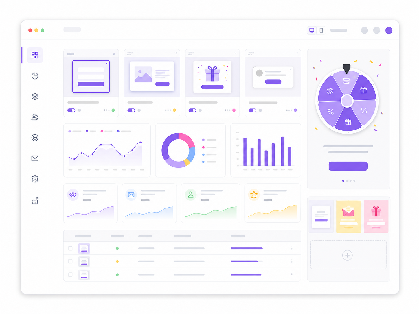Wheelluck interactive popup dashboard