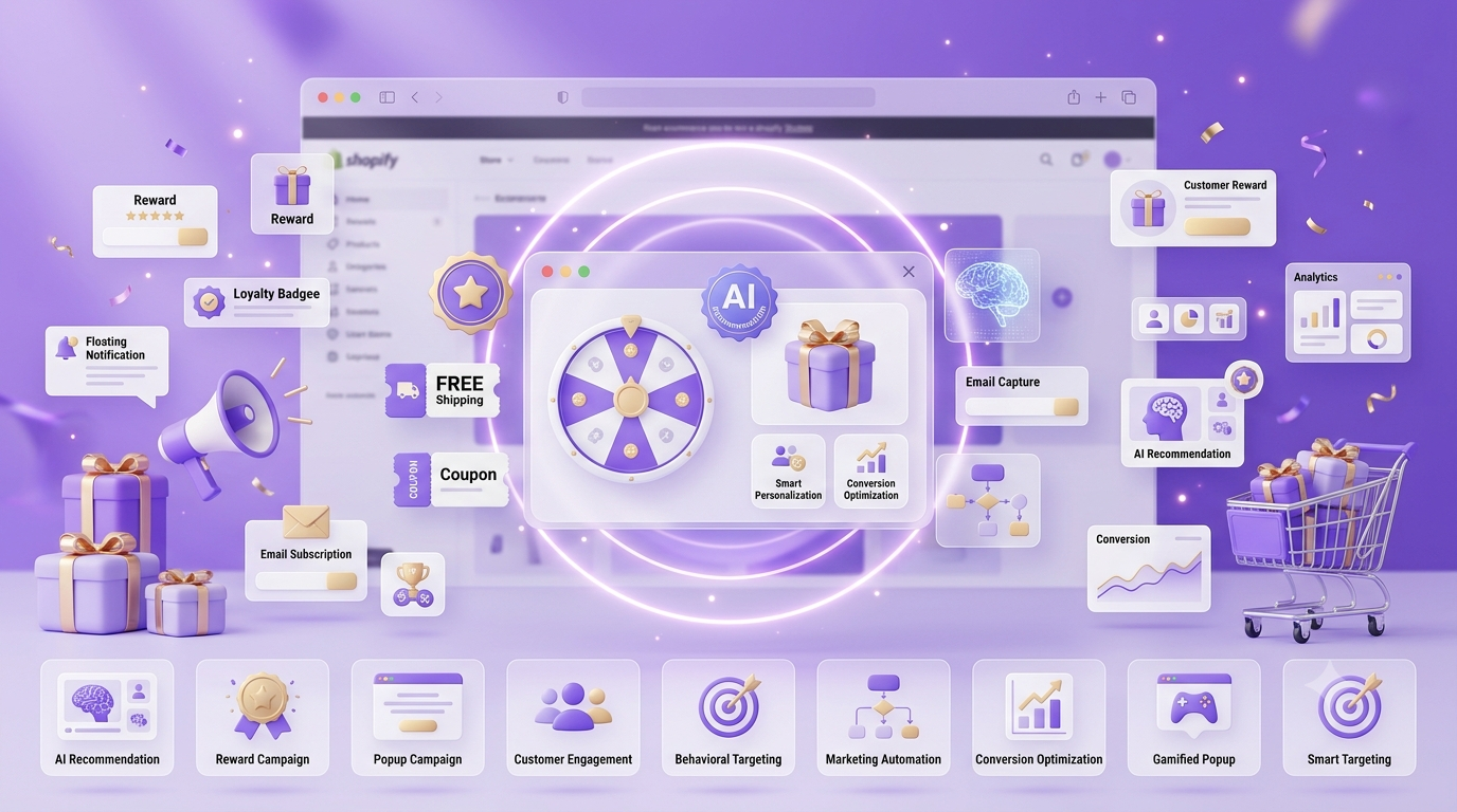 AI Popup Marketing dashboard with gamified popup campaigns and personalized ecommerce marketing by Wheelluck