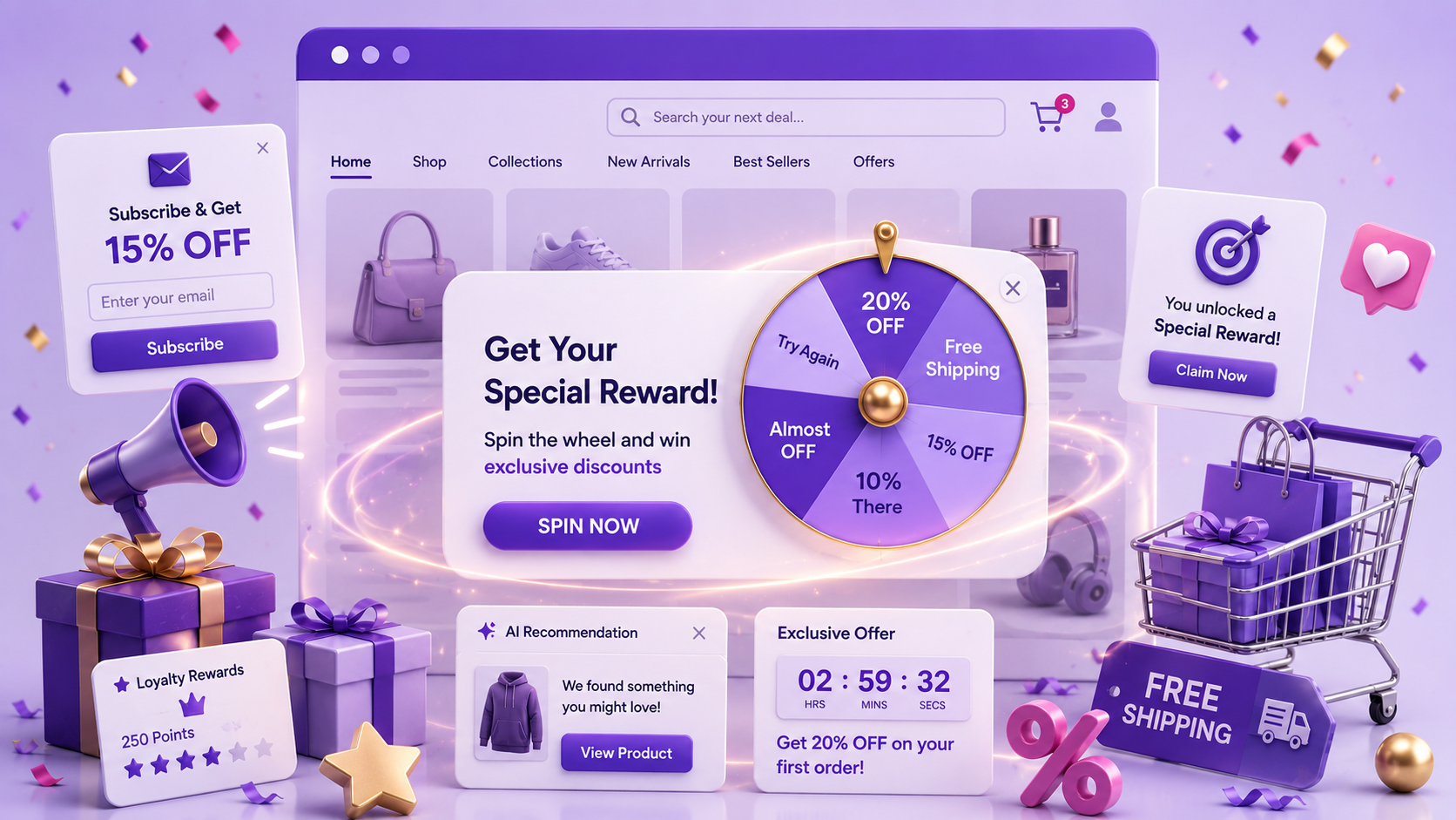 Promotion Campaigns dashboard with AI popup campaigns and gamified ecommerce marketing